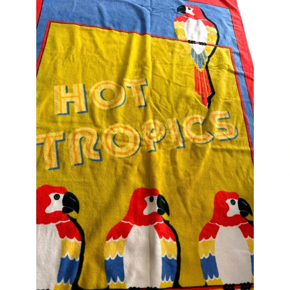 Vintage‎ Cotton Beach Towel 80s Parrot Hot Tropics Bright Colorful Tropical Pool